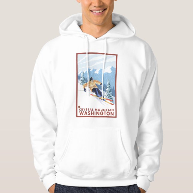 Downhhill Snow Skier - Crystal Mountain, WA Hoodie (Front)
