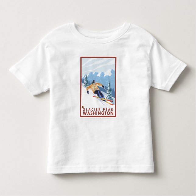 Downhhill Snow Skier - Glacier Peak, Toddler T-shirt (Front)