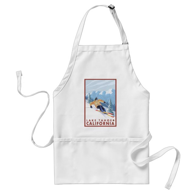 Downhhill Snow Skier - Lake Tahoe, California Adult Apron (Front)