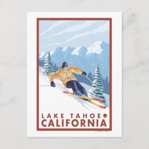 Downhhill Snow Skier - Lake Tahoe, California Postcard
