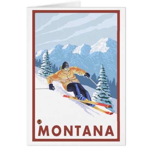 Downhhill Snow Skier - Montana Cards (Front)