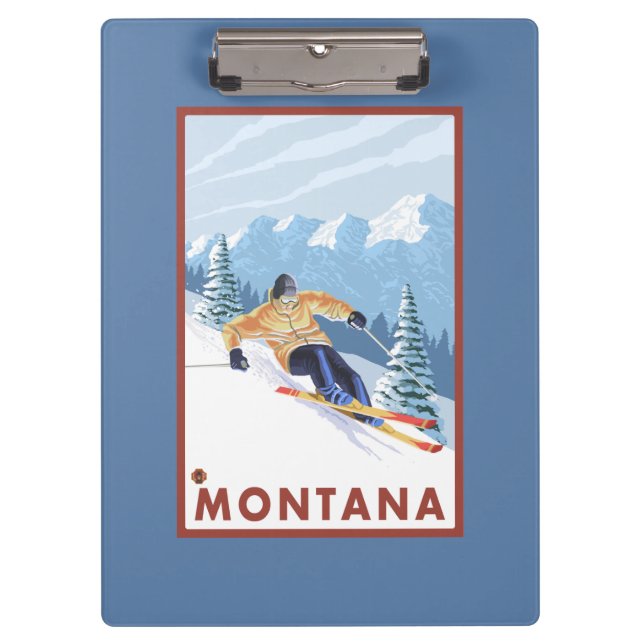 Downhhill Snow Skier - Montana Clipboard (Front)