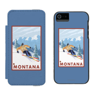 Downhhill Snow Skier - Montana iPhone SE/5/5s Wallet Case