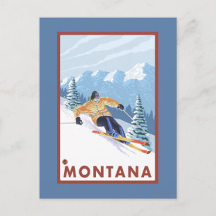 Downhhill Snow Skier - Montana Postcard
