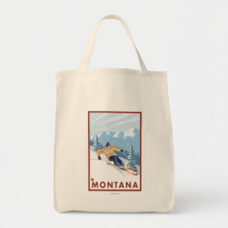 Downhhill Snow Skier - Montana Tote Bag