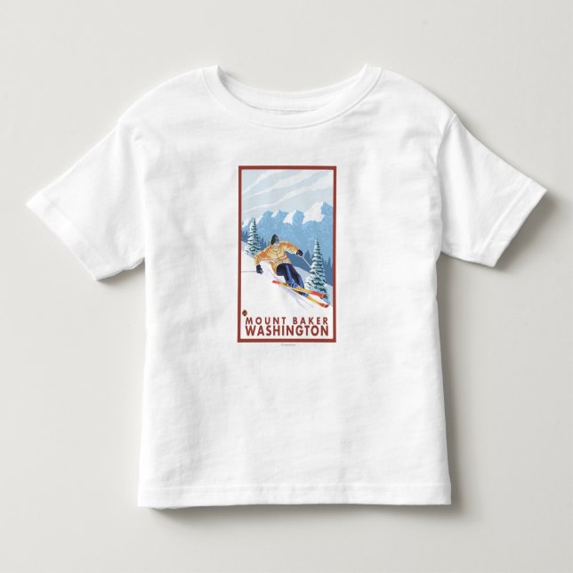 Downhhill Snow Skier - Mount Baker, Washington Toddler T-shirt (Front)
