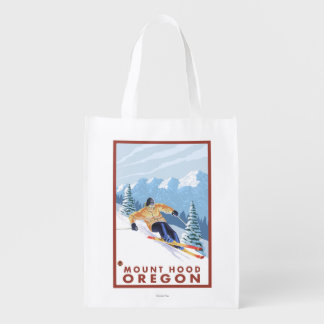 Downhhill Snow Skier - Mount Hood, Oregon Grocery Bag
