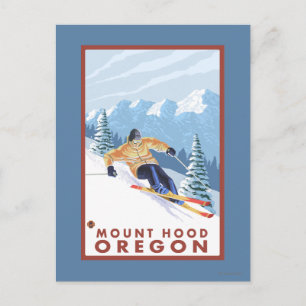 Downhhill Snow Skier - Mount Hood, Oregon Postcard