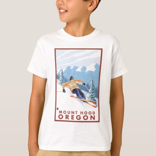 Downhhill Snow Skier _ Mount Hood Oregon T_Shirt