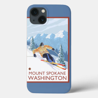 Downhhill Snow Skier - Mount Spokane, iPhone 13 Case