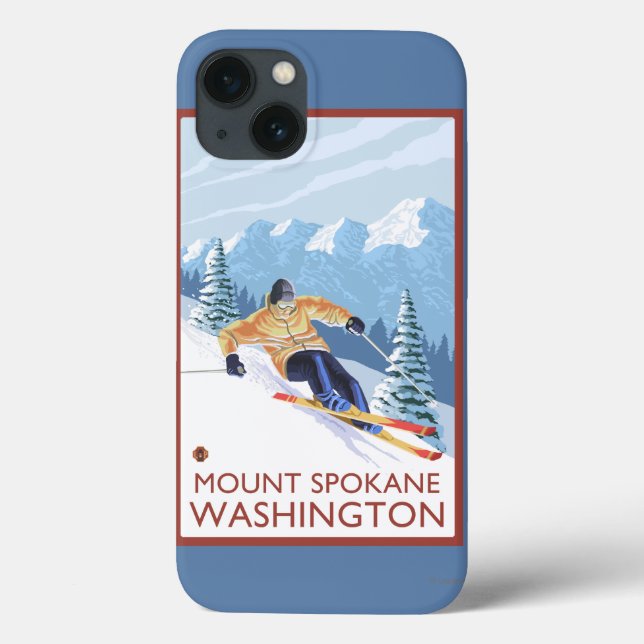 Downhhill Snow Skier - Mount Spokane, Case-Mate iPhone Case (Back)