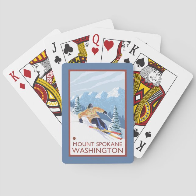 Downhhill Snow Skier - Mount Spokane, Poker Cards (Back)