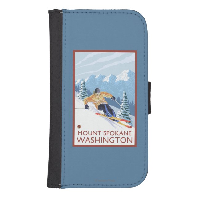 Downhhill Snow Skier - Mount Spokane, Samsung Galaxy Wallet Case (Front)