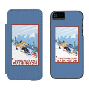 Downhhill Snow Skier - Snoqualmie Pass, WA iPhone SE/5/5s Wallet Case