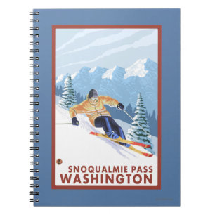 Downhhill Snow Skier - Snoqualmie Pass, WA Notebook