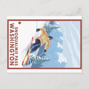 Downhhill Snow Skier - Snoqualmie Pass, WA Postcard