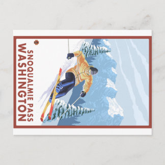 Downhhill Snow Skier - Snoqualmie Pass, WA Postcard