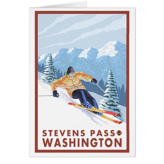 Downhhill Snow Skier - Stevens Pass, Washington Cards (Front)