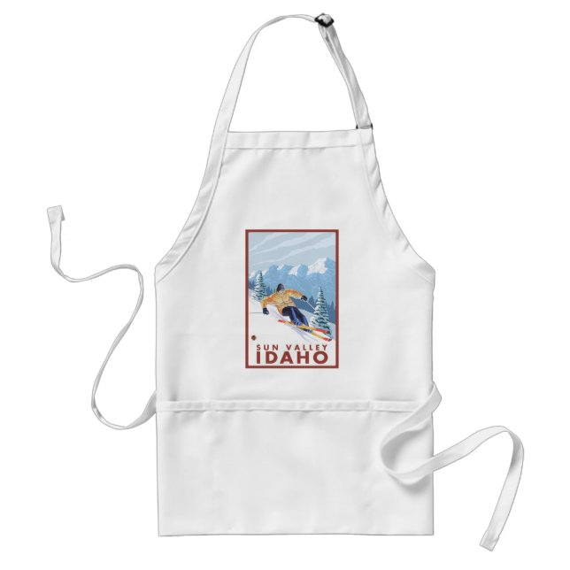 Downhhill Snow Skier - Sun Valley, Idaho Adult Apron (Front)
