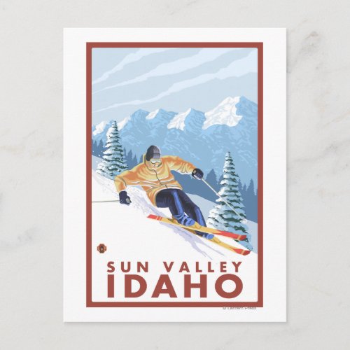 Downhhill Snow Skier _ Sun Valley Idaho Postcard
