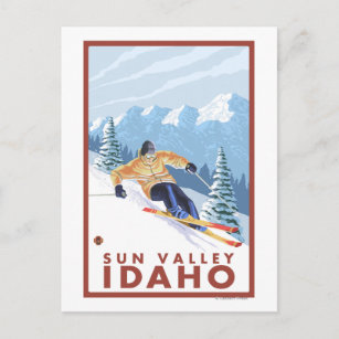 Downhhill Snow Skier - Sun Valley, Idaho Postcard