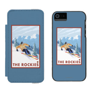 Downhhill Snow Skier - The Rockies iPhone SE/5/5s Wallet Case