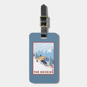 Downhhill Snow Skier - The Rockies Luggage Tag