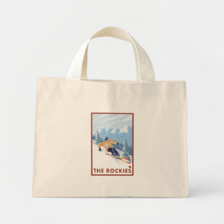Downhhill Snow Skier - The Rockies Mini Tote Bag