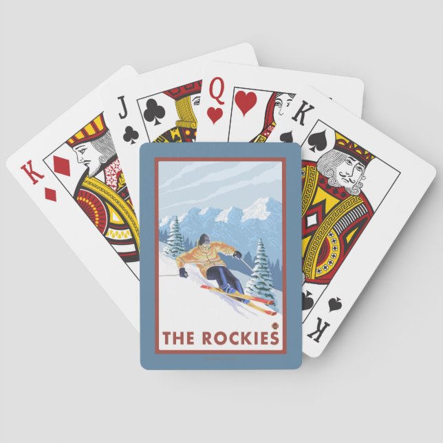 Downhhill Snow Skier - The Rockies Poker Cards (Back)