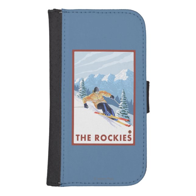 Downhhill Snow Skier - The Rockies Samsung Galaxy Wallet Case (Front)