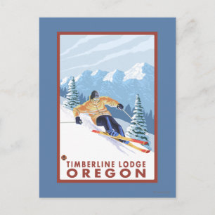 Downhhill Snow Skier - Timberline Lodge, Oregon Postcard