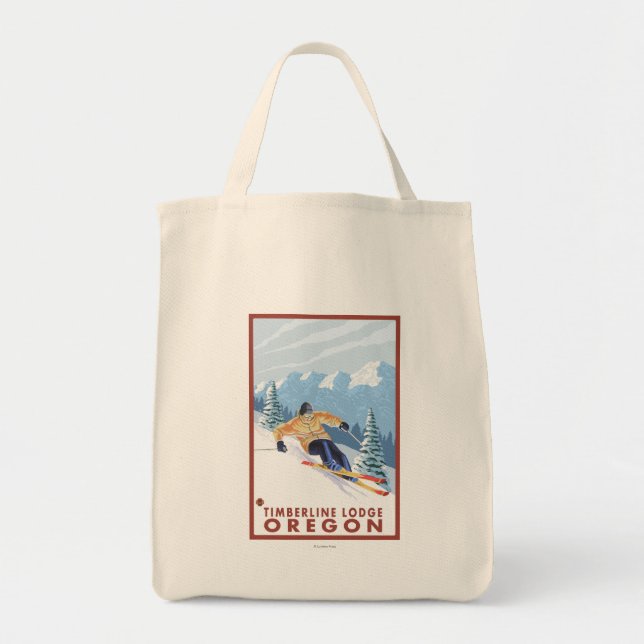 Downhhill Snow Skier - Timberline Lodge, Oregon Tote Bag (Front)