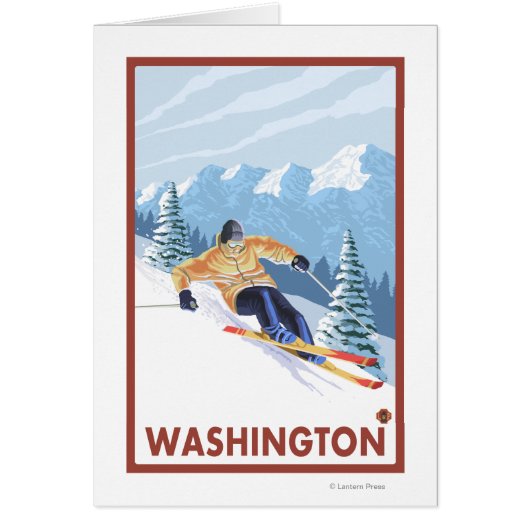 Downhhill Snow Skier - Washington Cards (Front)