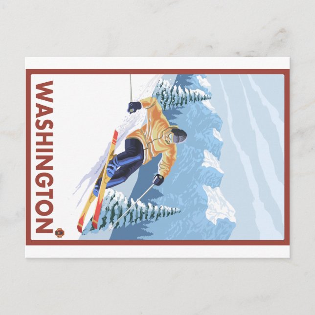 Downhhill Snow Skier - Washington Postcard (Front)