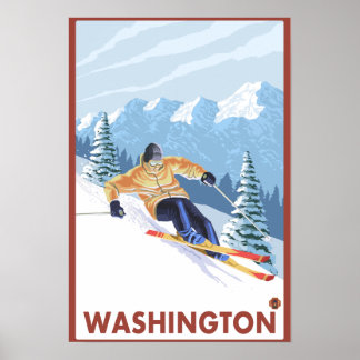Downhhill Snow Skier - Washington Poster