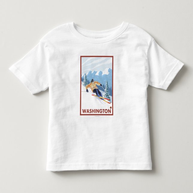 Downhhill Snow Skier - Washington Toddler T-shirt (Front)