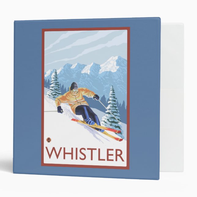 Downhhill Snow Skier - Whistler, BC Canada 3 Ring Binder (Front/Inside)