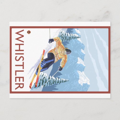 Downhhill Snow Skier _ Whistler BC Canada Postcard