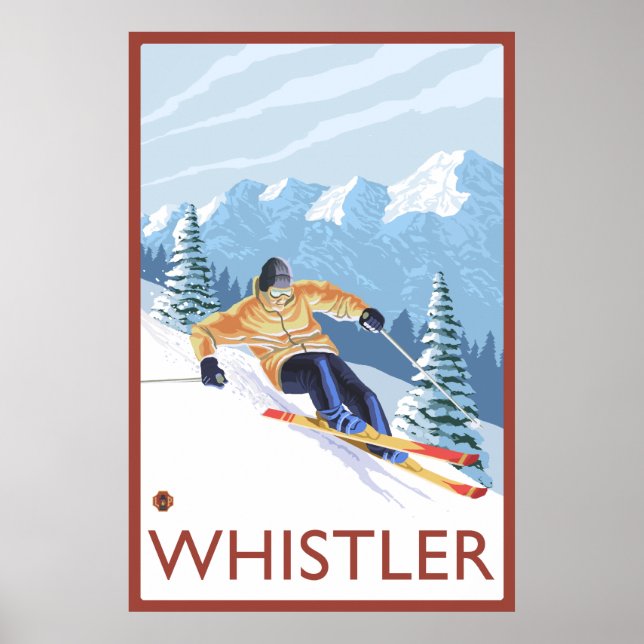 Downhhill Snow Skier - Whistler, BC Canada Poster (Front)