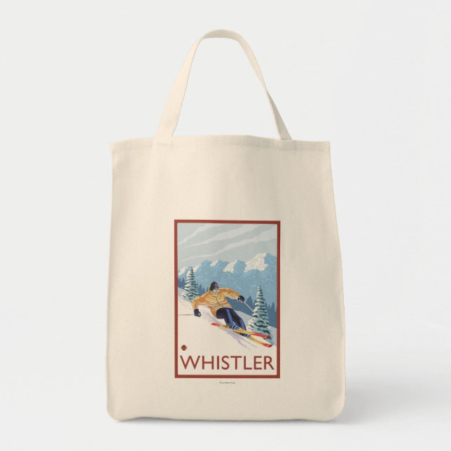 Downhhill Snow Skier - Whistler, BC Canada Tote Bag (Front)