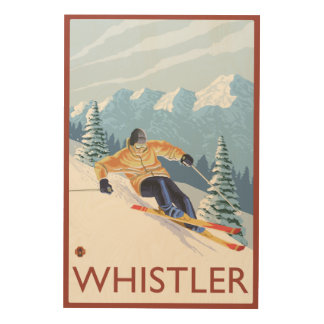 Downhhill Snow Skier - Whistler, BC Canada Wood Wall Decor