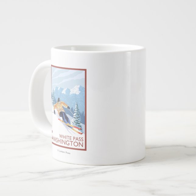 Downhhill Snow Skier - White Pass, Washington Giant Coffee Mug (Front Left)