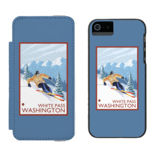 Downhhill Snow Skier - White Pass, Washington iPhone SE/5/5s Wallet Case