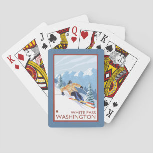 Downhhill Snow Skier - White Pass, Washington Poker Cards