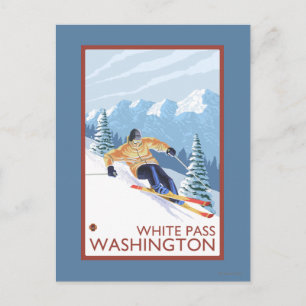 Downhhill Snow Skier - White Pass, Washington Postcard