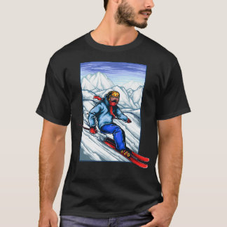 Downhill freestyle skiing for snow sports lovers T-Shirt