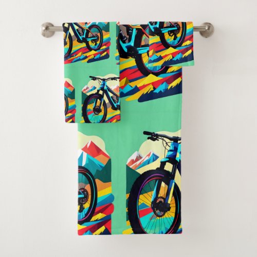 Downhill Mountain bike Bike Art Bath Towel Set