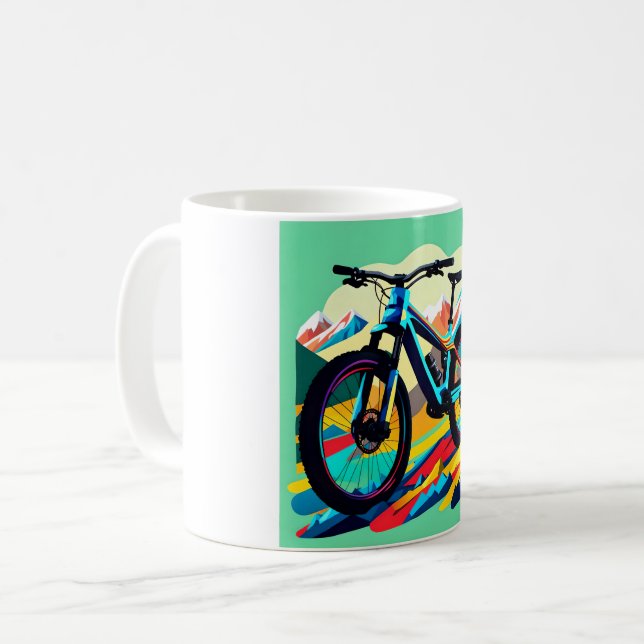 Downhill Mountain bike Bike Art Coffee Mug (Front Left)