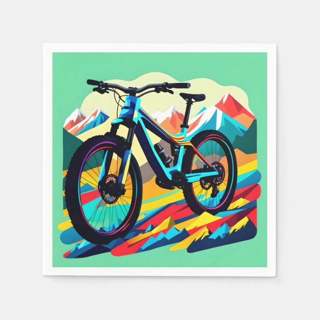 Downhill Mountain bike Bike Art Napkins (Front)