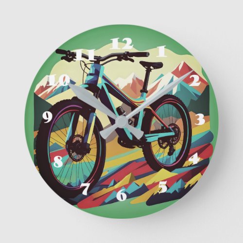 Downhill Mountain bike Bike Art Round Clock